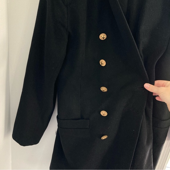 Vintage Dianne B New York black button-up wool pea coat- womens large - Picture 6 of 9